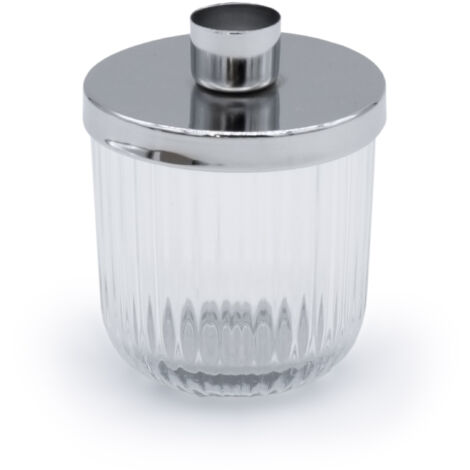 Metall Kerzenhalter mit Deko Glas - 9 x 7 cm - Kerzenständer in Silber für Stabkerzen - Tafel Kerzen Halter Ständer silber