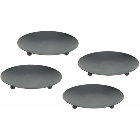Metall Kerzenteller schwarz 12 cm - 4er Set / groß - Kerzenhalter für Stumpenkerzen und Kugelkerzen