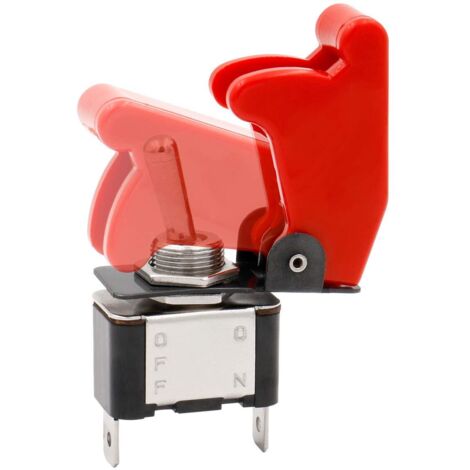 Metall-Kippschalter, Flick Flip, 12 V, 20 A, SPDT, An/Aus, 2-polig, mit roter wasserdichter Kappe, 10 Stück