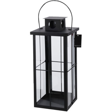 Metall Laterne Schwarz H45cm-MMC8154-Klein