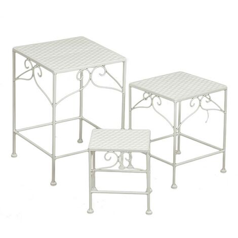 Metall Säule Milena 1-3 quadratisch niedrig weiß 30x30x43cm