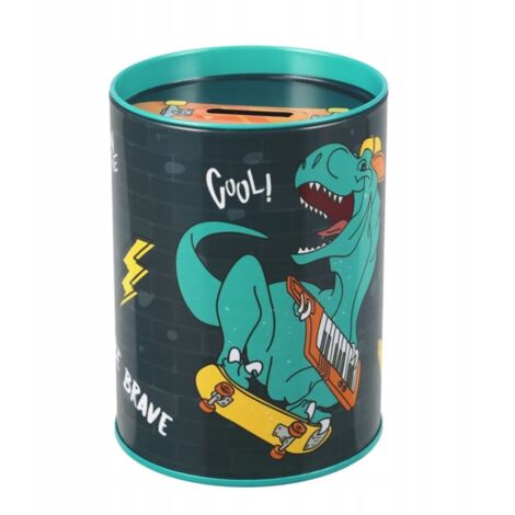 Metall Spardose rund Dose für Jungen Skate DINO