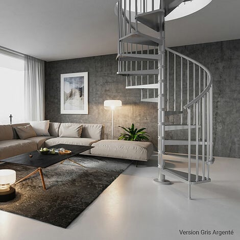 Metall Spindeltreppe mit 11 stufenanzahl - Zu erreichend Höhe 2.31 à 2.53m - Durchmesser 120cm - Gris - GAMIA120/GG-11