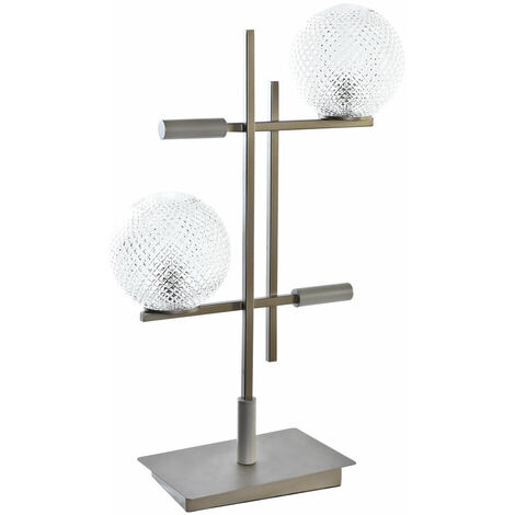 Metall Tischlampe Glas 38x16x63 2 Metallglaskugeln mehrfarbige Farbfamilienfamilien Detail Lampen Details