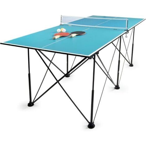 LEOMARK Metall Tischtennis Klappbare - Compact Table Tennis - Blau Tischtennis tragbar mit Zubehör