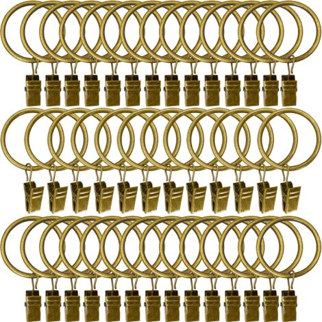 Metall-Vorhangringe mit Clips, Innendurchmesser 3,8 cm, 40 Stück (Bronze)