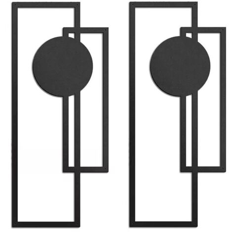 Metall -Wanddekoration, 2pcs 40x17cm Moderne geometrische abstrakte Wandskulpturen, Schwarze minimalistische Wandkunst, Wandhängeverzierungen für Wohnzimmer Home Dekoration