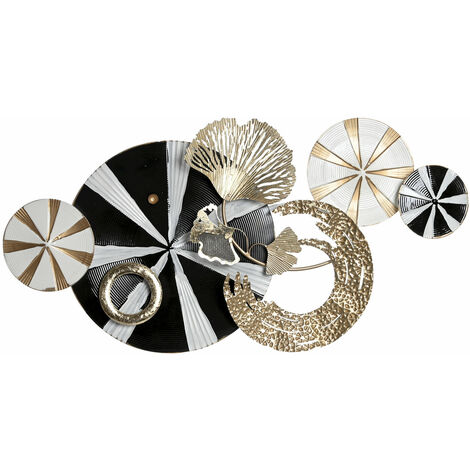 Metall Wanddekoration 91x8,3x49.5 Moderne Black Metall Multicolor -Farbmaterial Familien Wanddekorationen Details