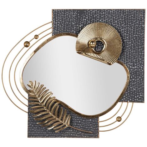 Metall Wanddekoration Spiegel Gold Grau 80X7X72 Cm