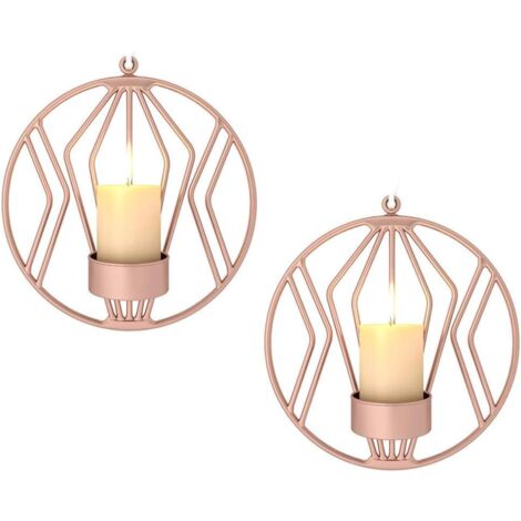 Metall-Wandkerzenhalter, Wanddekorationen, Beleuchtung für Candlelight-Dinner im Wohnzimmer/Esszimmer/Arbeitsplatte, Roségold