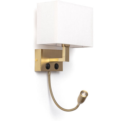 Metall-Wandleuchte mit LED-Leselampe Waldorf Messing