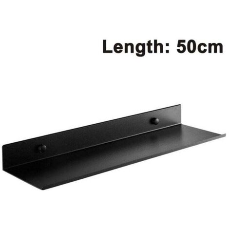 Metall-Wandregal, Duschregal, Badezimmer-Wandregal, Aluminium-Wandregal, dekoratives Wandregal für Schlafzimmer, Küche, Büro, schwarz, 50 cm