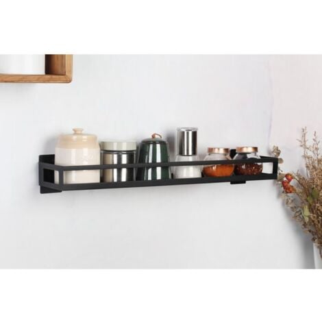 BURI Metall-Wandregal schwarz 60x12,5cm Küchenregal Hängeregal Badablage Metallregal Ablage Wandkorb