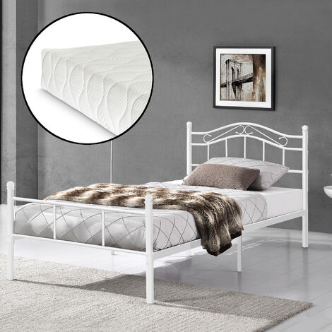 Metallbett Florenz 120x200 cm mit KaltschaummatratzeWeiß en.casa