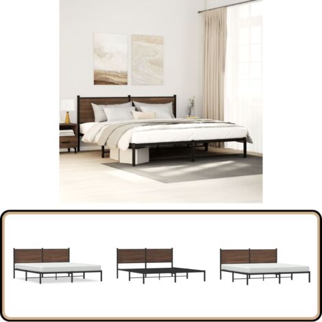 Metallbett ohne Matratze Braun Eichen-Optik 180x200 cm - Metallbett - Doppelbett - Boxspringbetten - Eiche Optik - Bettsofa