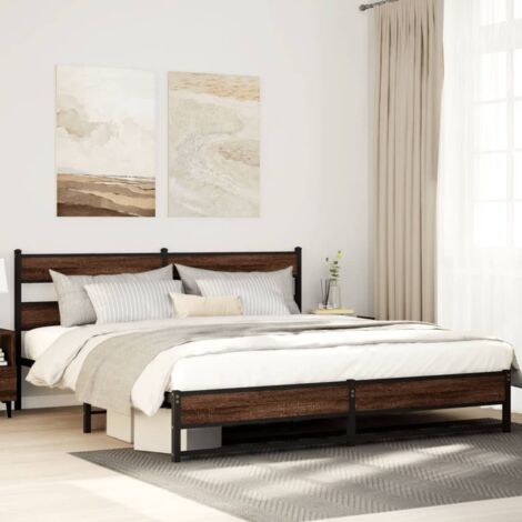 Metallbett ohne Matratze Braun Eichen-Optik 200x200 cm vidaXL