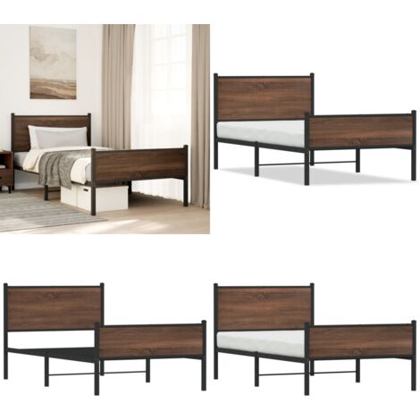 Metallbett ohne Matratze Eichen-Optik 107x203 cm - Metallbett - Doppelbett - Boxspringbetten - Bettsystem - Schlafraum - Home & Living
