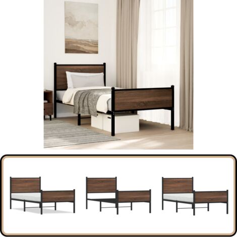 Metallbett ohne Matratze Eichen-Optik 90x200 cm - Metallbett - Doppelbett - Boxspringbetten - Eiche Optik - Bettsystem