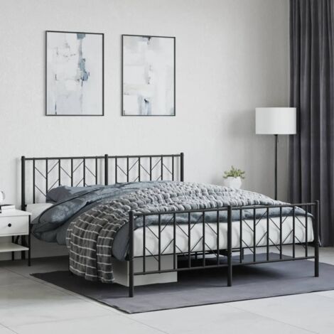 Metallbett ohne Matratze mit Fußteil Schwarz 160x200 cm vidaXL
