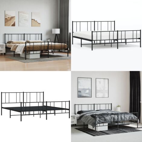 Metallbett ohne Matratze mit Fußteil Schwarz 180x200 cm - Metallbett - Doppelbett - Boxspringbetten - Bettgestell - Schlafraum - Home & Living