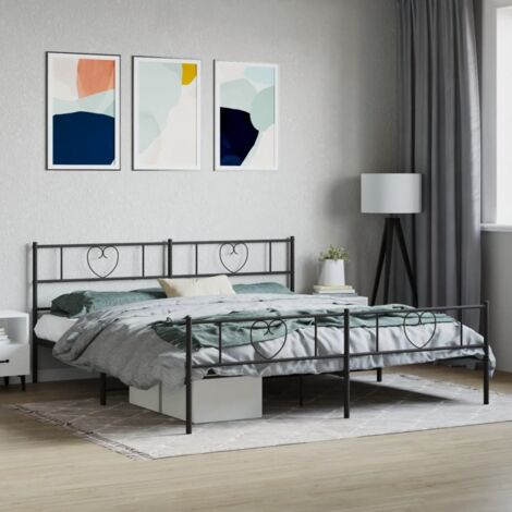 Metallbett ohne Matratze mit Fußteil Schwarz 180x200 cm vidaXL