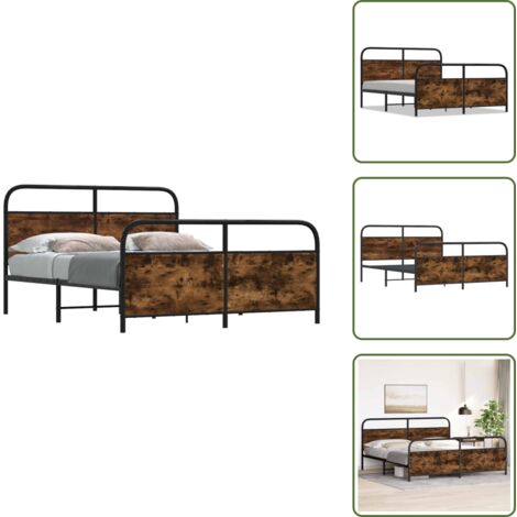 Metallbett ohne Matratze Räuchereiche 180x200 cm - Bettgestell - Bettgestelle - Schlafzimmermöbel - Bett