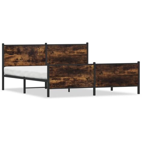 Metallbett ohne Matratze Räuchereiche 180x200 cm vidaXL