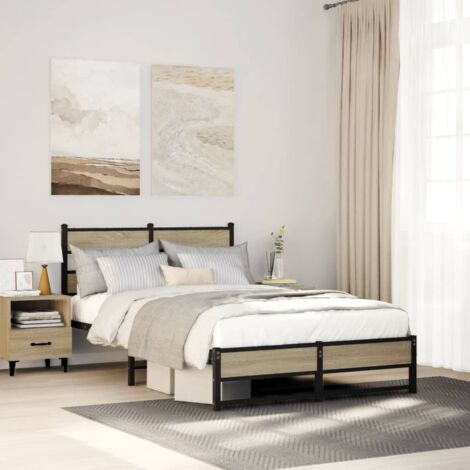 Metallbett ohne Matratze Sonoma-Eiche 120x190 cm vidaXL
