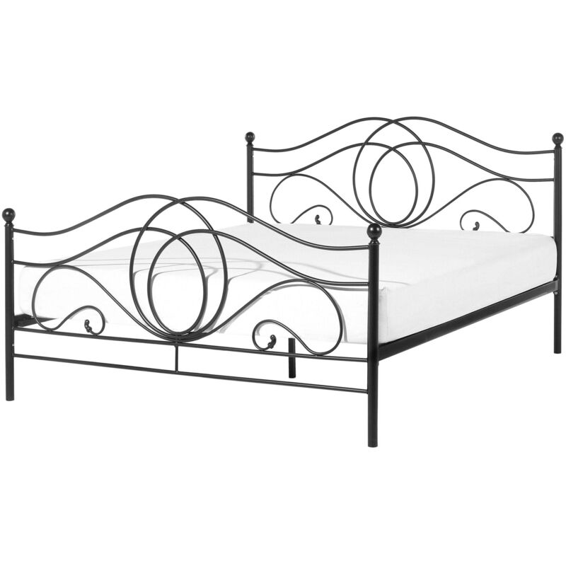 Beliani Bett Mit Lattenrost Metall Lyra 140 X 200 Cm Schwarz