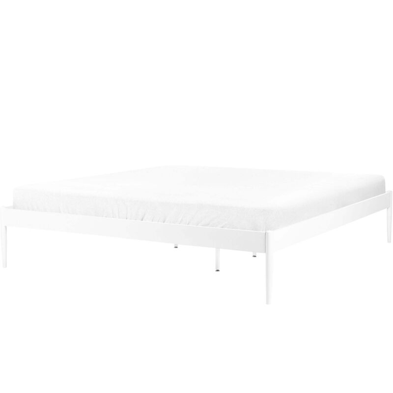 Beliani Bett Weiß Metall 180 X 200 Cm Solides Gestell Fest Integrierter Lattenrost Modern Industrieller Stil Doppelbett Metallbett Schlafzimmer