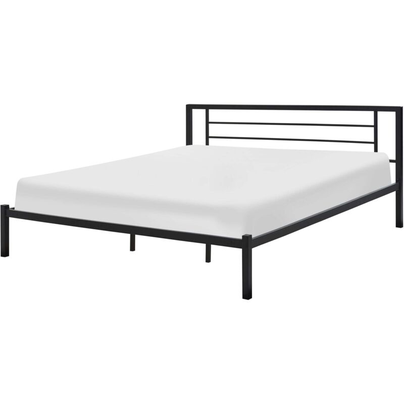 Beliani Bett Mit Lattenrost Metall Cusset 180 X 200 Cm Schwarz