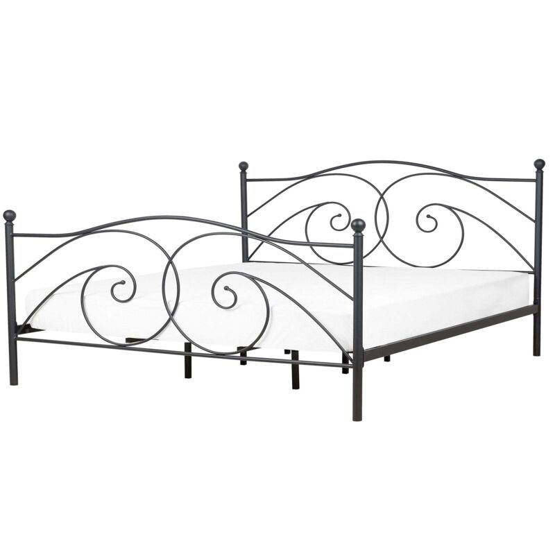 Beliani Bett Mit Lattenrost Metall Dinard 160 X 200 Cm Schwarz