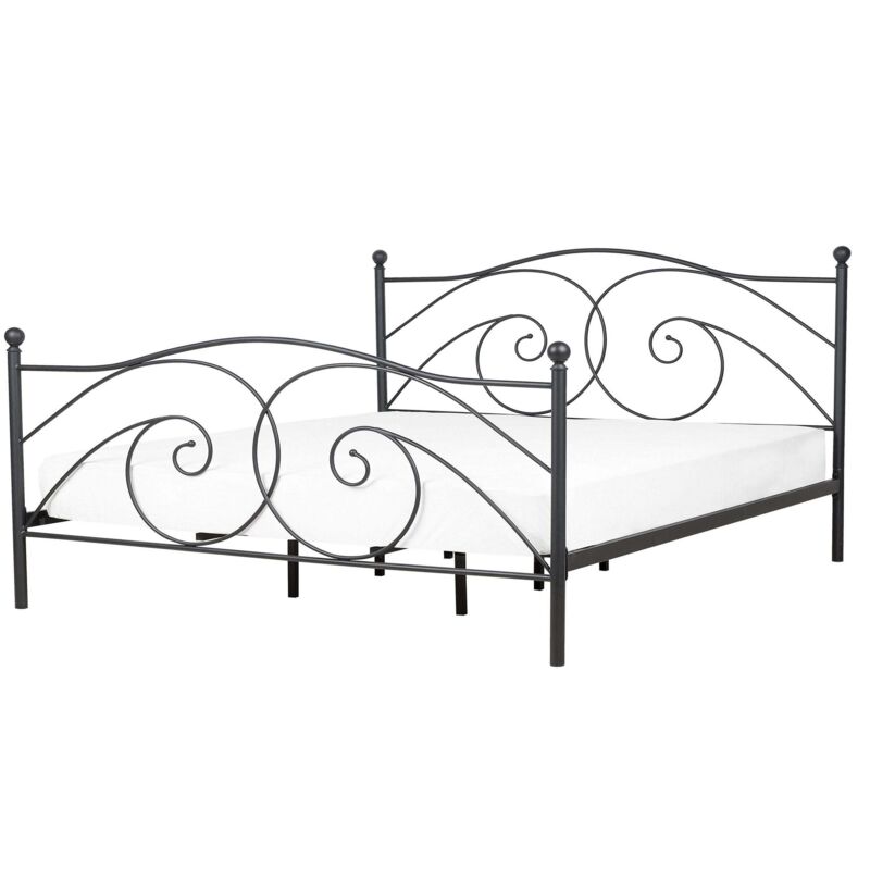 Beliani Bett Mit Lattenrost Metall Dinard 140 X 200 Cm Schwarz