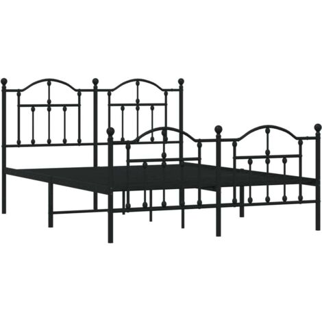 Metallbettgestell mit Kopf- und Fußteil schwarz 140x190 cm