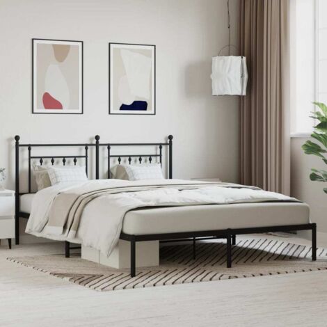 Metallbettgestell mit Kopfteil schwarz 180x200 cm
