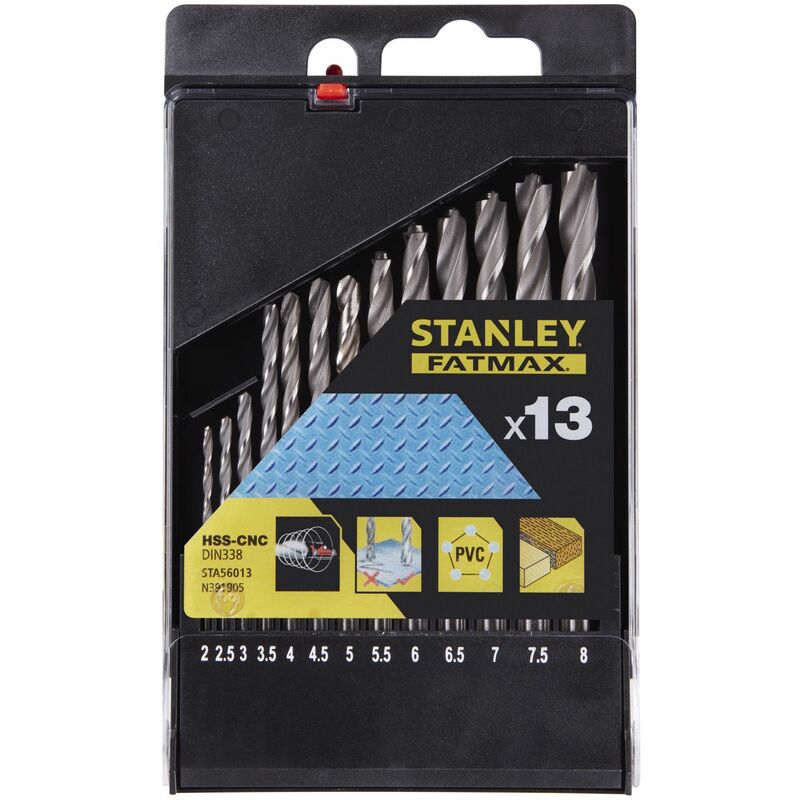Image of Cassette de 13 forets cnc hss avec pointe pilote Stanley STA56013-QZ