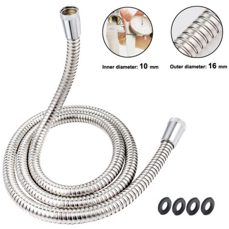Metallbrauseschlauch mit großem Durchmesser 1,5 m, Edelstahl 304, PVC-Beschichtung, Schlauch mit doppelter Schnalle