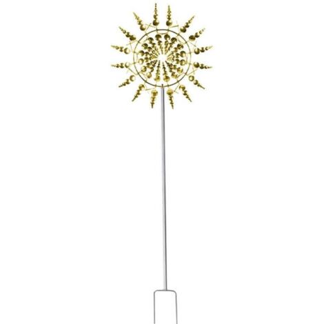 Metallene Windmühle mit Gartenstecker, bewegliche kinetische Skulpturen (Windspinner), goldfarben, Dekoration für Terrasse, Rasen, Garten