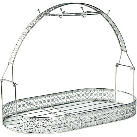 Metallener Becherhalter, Tablett 40 x 21,5 x 30 cm, silber, stabiler Platz