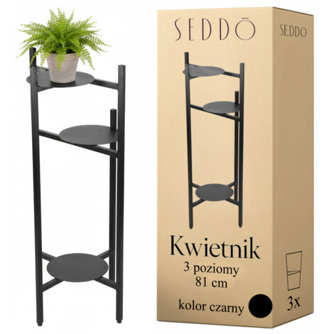 Metallener Blumenständer, stehender Blumenständer, Pflanzen, Töpfe, 3 Ablagen, Loft 81