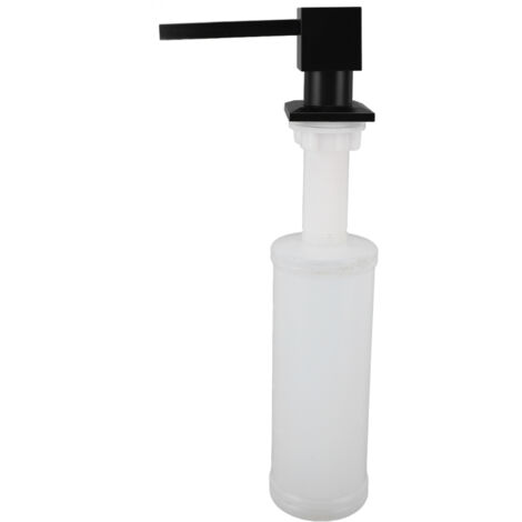 Metallener Spülbecken-Seifenspender mit quadratischer Pumpe für die Arbeitsplatte, mit 350 ml nachfüllbarer Flasche, geeignet für Öffnungen von 25-40 mm, Zinklegierung und PE.