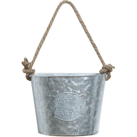 Metallener Wandblumentopf für den Garten, Beutelform, 14 x 14 x 11 cm, 30 cm, Silber, 1 Stück