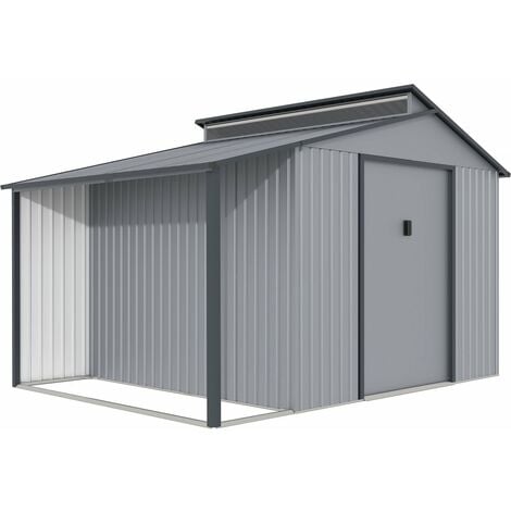 HABITAT ET JARDIN Metallgerätehaus mit Pergola "Madras" - 9.12 M² - 355 x 257 x 237 cm - Grau