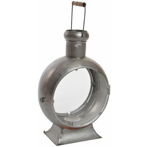 Metallglaslampe 37x22x55 Silber Metallglas mehrfarbiger Farbe Multicolor Lanternfamilie und Kerzenhalter Details