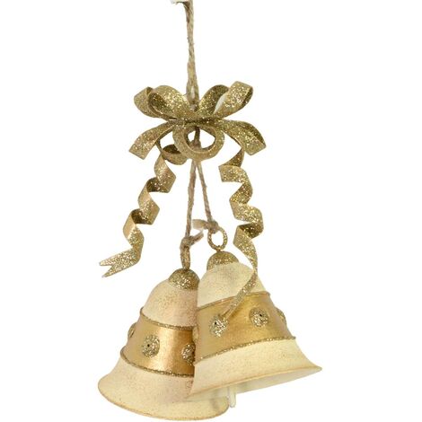 Metallglocke mit goldener Schleife, 15 x 6 x 23 cm