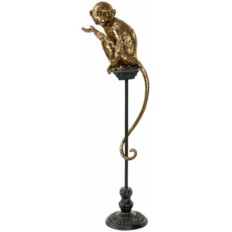 Metallharz -Figur 32x21x105 gealterter Affe in Metallharz mehrfarbiger Farbmaterialfamilien -Figuren Dekoration Details