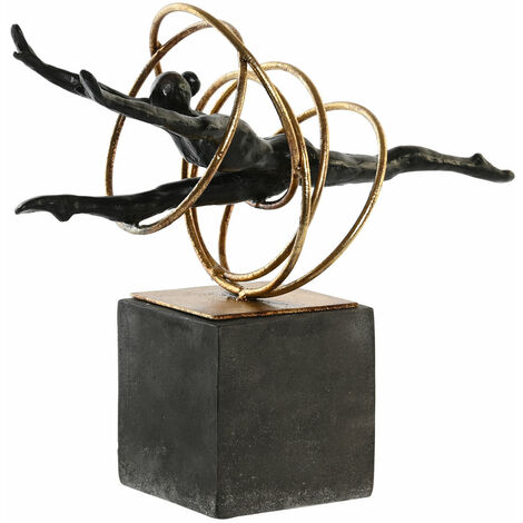 Metallharz Figur 36x14x29.5 Metallic Harz Gymnastik Schwarzes Material Multicolor -Farbfamilie Figur Details Details Details