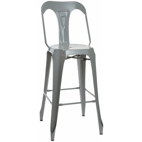 Metallhocker 44X49X113 Graue Rückenlehne