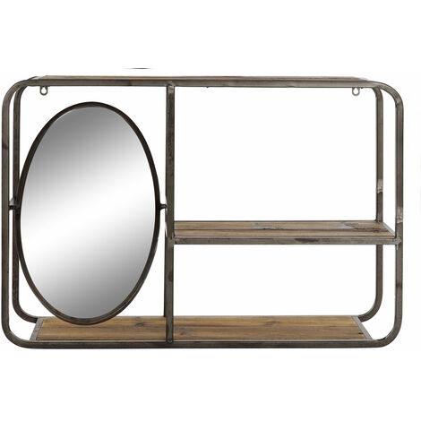 Metallholzregal 73x19x50 Dunkelbraun Holz Material Metall Spiegel mehrfarbige Farbfamilien Regale und Regale Details