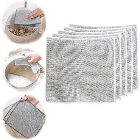 Metallic Cleaning Cloth, Miracle Stainless Steel Cleaning Cloth, Double Non-Scratch Wire Dishcloth, Multipurpose Wire Dishwashing